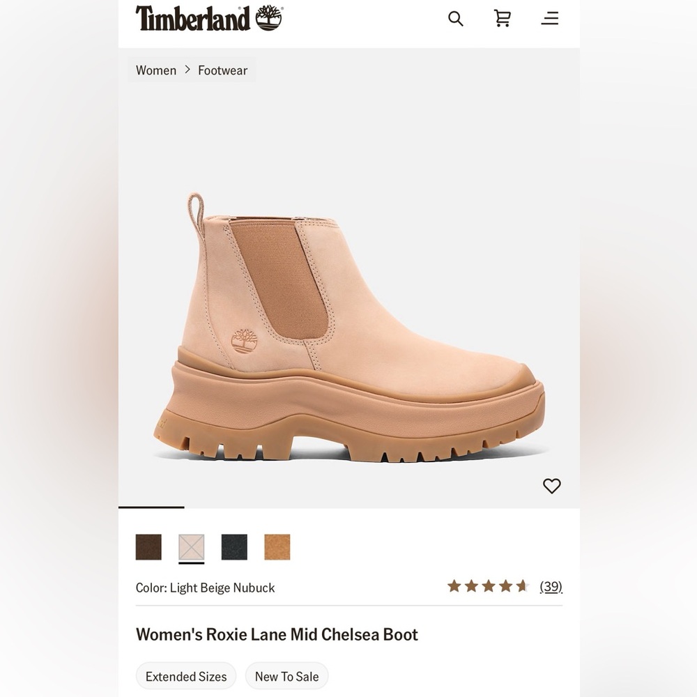 Timberland Roxie Lane Mid Chelsea Boot Beige Ankle - Picture 9 of 11